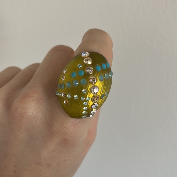 Alexis bittar lucite and crystal ring - Picture 2 of 3